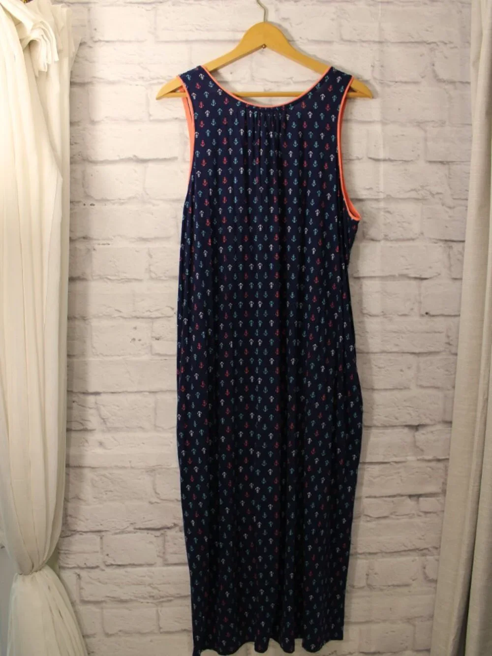 Joyspun Nightgown Extra Large Navy Anchor Sleeveless Long Summer Spring